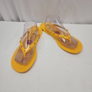 Katy Perry Size 11 Women's The Geli-Flip Flop Yellow Peitz Embellished Rhineston
